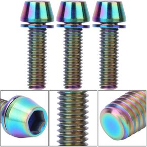 Vbest Life 3PCS Bicycle Stem Screws M5x20mm M6x20mm Alloy Durable Bike Handlebar Stem Bolts Screws Bicycle Disc Brake Clamp Set Screw(M6*20mm Colorful)