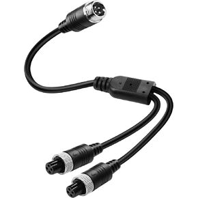MEIRIYFA Car Video M12 4Pin Aviation Extension Cable Adapter 1 Male to 2 Female Aviation Y Splitter Converter Wire for CCTV Rearview Camera Car Truck Vehicle Backup Monitor-40CM