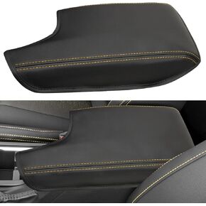 Center Console Armrest Cover for Subaru Crosstrek Accessories 2024, for Impreza 2024 Arm Rest Box Lid Protection Trim, Armrest Seat Leather Interior, Middle Console Pad (Black Stitches)
