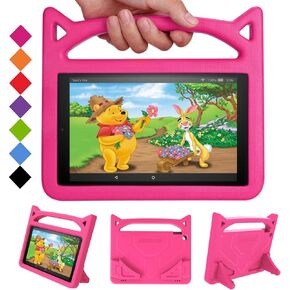 New 10inch Tablet Case(9th/7th/5th Generation,2019/2017/2015 Release)-SHREBORN Lightweight Shockproof Case Incompatible with iPad,with Cute Cat Handle Stand-Green