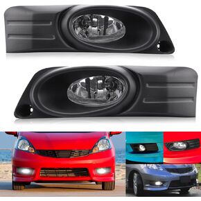 MotorFansClub Front Bumper Fog Light Assembly Fit for Honda Fit Jazz Sport 2012 2013 Driving Fog Lamp Foglight Bezel Cover With Switch Wiring Kit