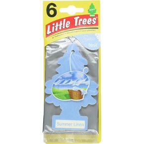 Little Trees Cardboard Hanging Car, Home & Office Air Freshener, Summer Linen (Pack of 24)