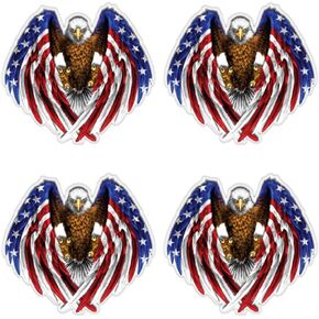 (4 Pack Bald Eagle American Flag 2" x 2'" - Full Color - Sticker Decal for Hard Hats, Helmets, Toolboxes, Cars, Trucks, Motorcycles, Computers, Or Any Clean Smooth Flat Surface