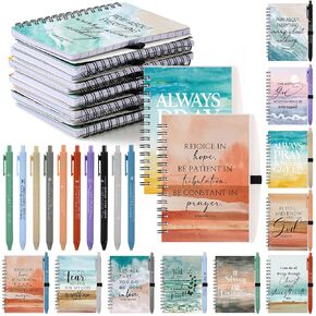 Harloon 20 Set 2025 Christian Gift Spiral Notebooks Bible Verse Ballpoint Pens Prayer Journals Religious Inspirational Notebook Bible Notepad Church Christian Group Gifts for Women Men School
