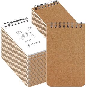 Kisston 120 Pcs Top Bound Memo Books Bulk Memo Notebooks 25 Sheets/pad Mini Memorandum Small Wirebound Spiral Notepad Paper Pocket Notebook for Home Office(3 x 5 Inch,Kraft Color)