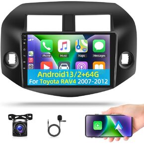 [2+64G] Android Car Radio for Toyota RAV4 2007-2012 - Wireless Apple Carplay and Android Auto - 10.1 inch Touch Screen Car Stereo with WiFi/GPS/Mulitple UI Themes/Mirror Link + AHD Backup Camera