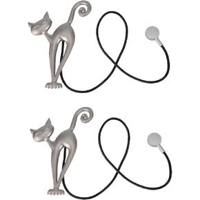 2PCS Curtain Tiebacks, Cute Cat Shape Curtain Holders Magnetic Curtain Clips Drapes Holdbacks for Home Office Decorative