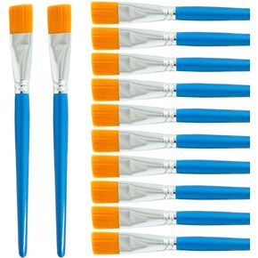 12PCS Flat Paint Brushes, 3/4 Inch Small Acrylic Paint Brush Craft Artist Paint Brushes, Flat Watercolor Brush Bulk for Kid Adult Painting(Pearly Blue)
