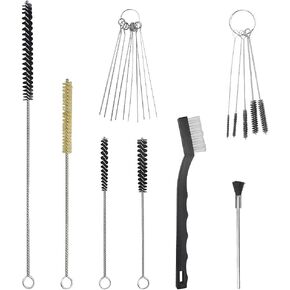WMYCONGCONG 17 PCS Spray Gun Cleaning Kit w/Nylon Brushes Mini Brushes and Needles Metal Tube Cleaning Brush for Airbrush Nozzles Spray Guns Tattoo Equipment