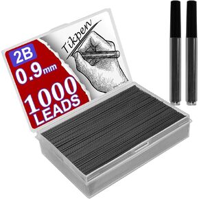 Tikpen 1000 X 0.9mm 2B Mechanical Pencil Refill Plastic Automatic Pencil Lead Black