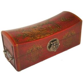 Vintage Chinese Jewelry Keepsake box W. Leather Surface