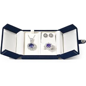 Velvet Jewelry Set Gift Box Small Jewelry Set Box for Ring Earrings Necklace(Black)