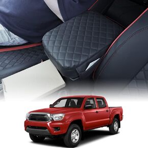 Console Cover for 2005-2015 Toyota Tacoma SR SR5 Pre Runner Off-Road 2012 2013 2014 Tacoma Armrest Cover Cushion Center Console Organizer Protector Black PU Leather