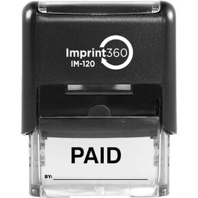AS-IMP1113B - Paid Stamp with by: Line, Blue Ink, Heavy Duty Commerical Self-Inking Rubber Stamp, 9/16" x 1-1/2" Impression in Saudi Arabia