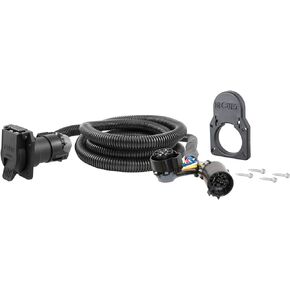 CURT 56072 7-Foot Vehicle-Side Truck Bed 7-Pin Trailer Wiring Harness Extension & Cover, Select Chevrolet, GMC