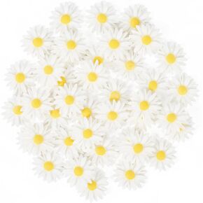Resin White Daisy, Fake Flowers Simulation for Home Decor Kitchen Cafe Shop 40 pcs