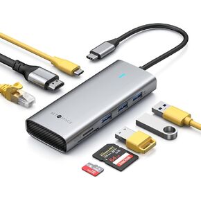 USB C HUB Multiport Adapter, SETMSPACE USB Type C HUB with Ethernet, 4K@60Hz HDMI, USB 3.0 Port, TF SD Card Reader and 100W PD, USB C Dongle for Laptop Tablet and Phone