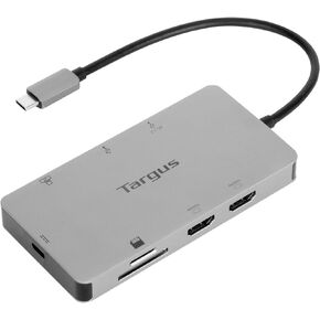 Targus® USB-C Dual HDMI™ Travel Dock, 4-1/2"H x 3" W x 7/8" D, Silver, DSU200TT