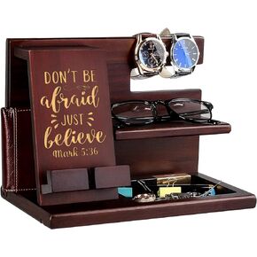 awofer Wood Phone Docking Station For Men Personalized - Idea For Him Husband Boyfriend Dad Son Uncle Boss Colleague - Perfect For Anniversary Birthday Father's Dad