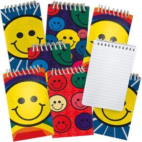ArtCreativity Mini Smile Face Notepads, Pack of 12, Small Emoticon Note Memo Pads with Colorful Rainbow Covers, Cute Party Favors, Stationery Supplies for School and Office for Kids and Adults