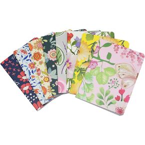 YYaaloa 8pcs Mini Notepads Pocket Notebooks, Happy Journal Small Notebooks Bulk for Party Favors School Office Home Coworkers Travel Gift Present Supplies (8pcs-8styles, 8 flower design)