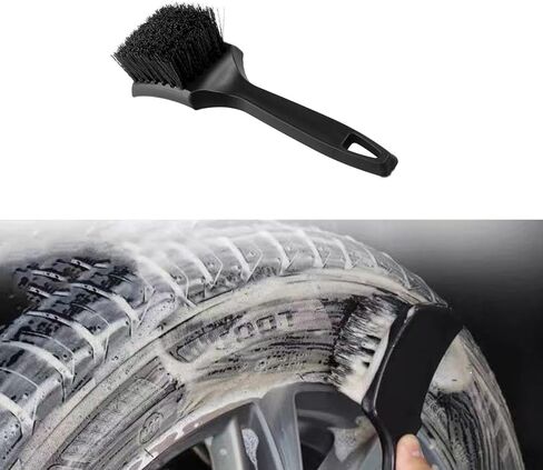 1 PC Automotive Tire Gap Brush, PP Curved Flat Shape Ergonomic Handle Wheel Cleaning Brush, Multi-Functional Car Auxiliary Washing Accessories, Compatible with Various Car Models (Black) in Saudi Arabia