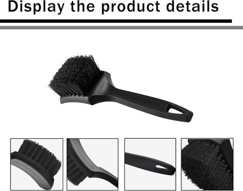 1 PC Automotive Tire Gap Brush, PP Curved Flat Shape Ergonomic Handle Wheel Cleaning Brush, Multi-Functional Car Auxiliary Washing Accessories, Compatible with Various Car Models (Black) in Saudi Arabia