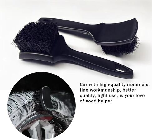 1 PC Automotive Tire Gap Brush, PP Curved Flat Shape Ergonomic Handle Wheel Cleaning Brush, Multi-Functional Car Auxiliary Washing Accessories, Compatible with Various Car Models (Black) in Saudi Arabia