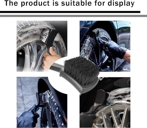 1 PC Automotive Tire Gap Brush, PP Curved Flat Shape Ergonomic Handle Wheel Cleaning Brush, Multi-Functional Car Auxiliary Washing Accessories, Compatible with Various Car Models (Black) in Saudi Arabia