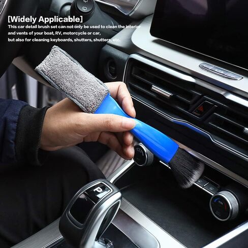 Rsept Soft Car Detailing Brush,Double Head Brush for Car Clean,Car Detailing Brushes Exterior,Double Ended Portable Cleaning Brush Mini Hand Held Magic Brush Duster for House, Car, Office (Blue) in Kuwait