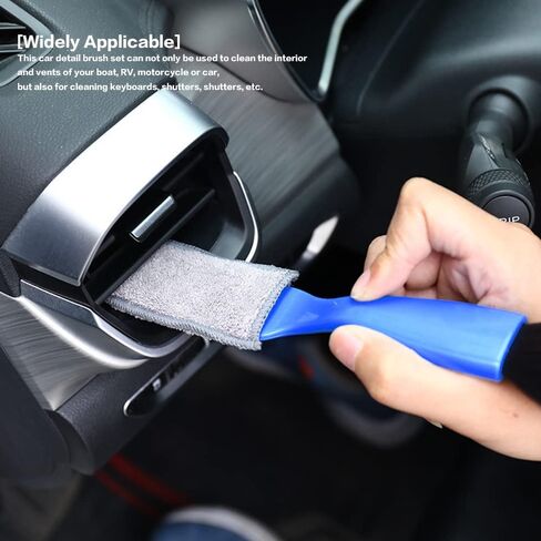 Rsept Soft Car Detailing Brush,Double Head Brush for Car Clean,Car Detailing Brushes Exterior,Double Ended Portable Cleaning Brush Mini Hand Held Magic Brush Duster for House, Car, Office (Blue) in Kuwait