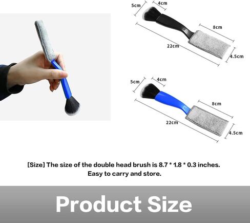 Rsept Soft Car Detailing Brush,Double Head Brush for Car Clean,Car Detailing Brushes Exterior,Double Ended Portable Cleaning Brush Mini Hand Held Magic Brush Duster for House, Car, Office (Blue) in Kuwait