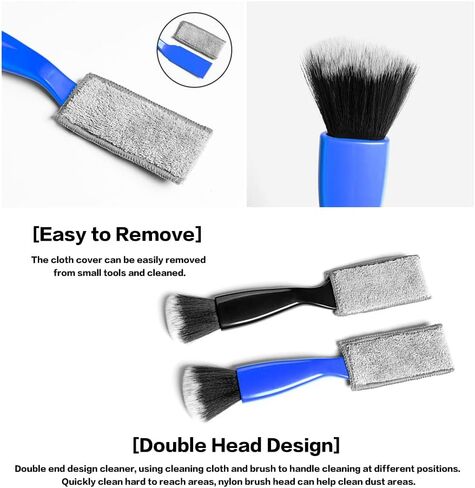 Rsept Soft Car Detailing Brush,Double Head Brush for Car Clean,Car Detailing Brushes Exterior,Double Ended Portable Cleaning Brush Mini Hand Held Magic Brush Duster for House, Car, Office (Blue) in Kuwait