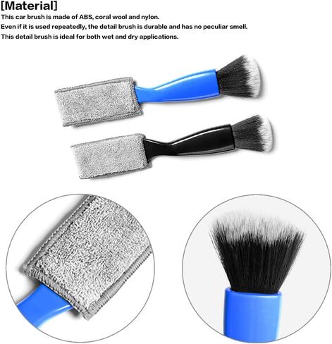 Rsept Soft Car Detailing Brush,Double Head Brush for Car Clean,Car Detailing Brushes Exterior,Double Ended Portable Cleaning Brush Mini Hand Held Magic Brush Duster for House, Car, Office (Blue) in Kuwait
