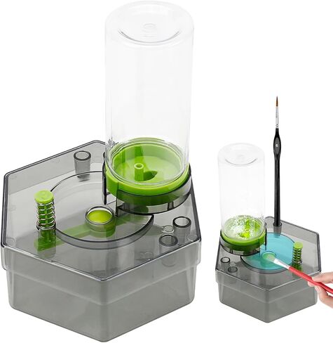 Brush Rinser, Painting Brush Washer & Flusher with Drain, Painting Water Dispenser, Art Brush Cleaner Machine, Running Water Cycle Paintbrush Rinse Cup for Acrylic Paint Brushes Set Supplies in Kuwait