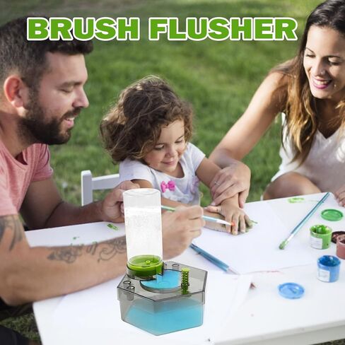 Brush Rinser, Painting Brush Washer & Flusher with Drain, Painting Water Dispenser, Art Brush Cleaner Machine, Running Water Cycle Paintbrush Rinse Cup for Acrylic Paint Brushes Set Supplies in Kuwait
