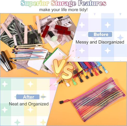 20 حزمة من الحقيبة الشبكية بسحاب متعددة الألوان، حقيبة بسحاب شبكي بـ 10 ألوان، حقائب تخزين متعددة الأغراض لحقائب السفر وحقيبة مستحضرات التجميل الشبكية مع سحاب لإكسسوارات السفر واللوازم المكتبية in Kuwait