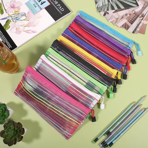 20 حزمة من الحقيبة الشبكية بسحاب متعددة الألوان، حقيبة بسحاب شبكي بـ 10 ألوان، حقائب تخزين متعددة الأغراض لحقائب السفر وحقيبة مستحضرات التجميل الشبكية مع سحاب لإكسسوارات السفر واللوازم المكتبية in Kuwait