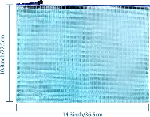 3pcs Mesh Zipper Pouch Zipper Bags, Waterproof Zipper Pouch, Mesh Zipper Pouch Bags, Plastic Document Pouch, Zipper File Bags for Office Supplies, 14.3x10.8 Inches Travel Storage (B4, Blue) in Saudi Arabia