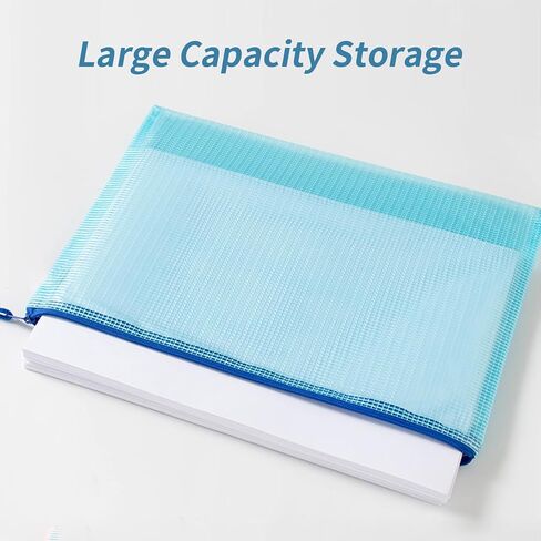 3pcs Mesh Zipper Pouch Zipper Bags, Waterproof Zipper Pouch, Mesh Zipper Pouch Bags, Plastic Document Pouch, Zipper File Bags for Office Supplies, 14.3x10.8 Inches Travel Storage (B4, Blue) in Saudi Arabia