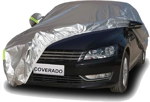 أغطية سيارات Coverado شديدة التحمل للسيارات مقاومة للماء في جميع الأحوال الجوية مع بطانة قفل/صوف، حماية من أشعة الشمس فوق البنفسجية، 6 طبقات غطاء خارجي كامل خارجي مناسب لسيارة السيدان (201 بوصة - 210 بوصة) in Kuwait