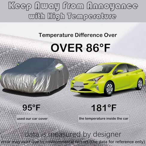 أغطية سيارات Coverado شديدة التحمل للسيارات مقاومة للماء في جميع الأحوال الجوية مع بطانة قفل/صوف، حماية من أشعة الشمس فوق البنفسجية، 6 طبقات غطاء خارجي كامل خارجي مناسب لسيارة السيدان (201 بوصة - 210 بوصة) in Kuwait