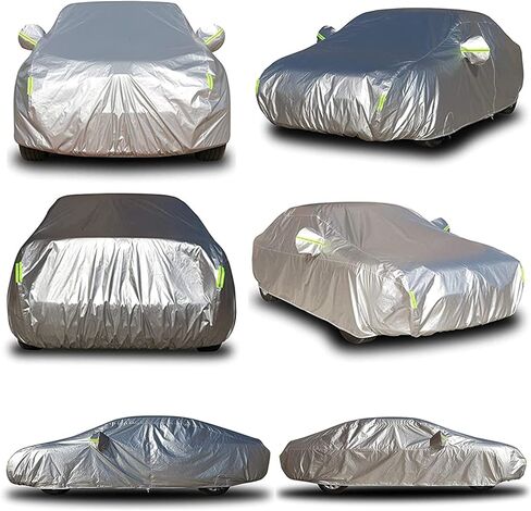 أغطية سيارات Coverado شديدة التحمل للسيارات مقاومة للماء في جميع الأحوال الجوية مع بطانة قفل/صوف، حماية من أشعة الشمس فوق البنفسجية، 6 طبقات غطاء خارجي كامل خارجي مناسب لسيارة السيدان (201 بوصة - 210 بوصة) in Kuwait