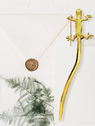 فتاحة حروف من جيكو، ذهبية مع عيون خضراء - صندوق هدايا - 7 بوصة in Kuwait