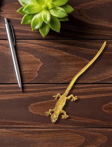 فتاحة حروف من جيكو، ذهبية مع عيون خضراء - صندوق هدايا - 7 بوصة in Kuwait