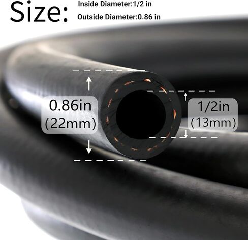 1/4’’ Id - 10 Ft NBR Fuel Line Hose, Flexible Black Rubber Marine Fuel Rubber Hose,Oil Gas Engines Tube for Lawn Mower Snowmobile Fuel Line in Saudi Arabia