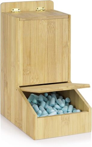 Earplug Holder Ear Plug Dispenser Wall Mount or Standing Universal Bamboo Holder for Small Bulk Accessories - Earplugs, Finger Cots, Laundry Pods, Clean Wipes Accessory Dispenser in Kuwait