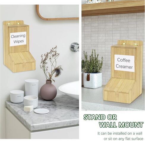 Earplug Holder Ear Plug Dispenser Wall Mount or Standing Universal Bamboo Holder for Small Bulk Accessories - Earplugs, Finger Cots, Laundry Pods, Clean Wipes Accessory Dispenser in Kuwait