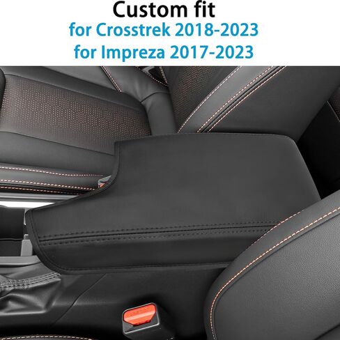 غطاء مسند ذراع وحدة التحكم المركزية لملحقات Subaru Crosstrek 2024، لغطاء حماية غطاء صندوق مسند الذراع Impreza 2024، مقعد داخلي من الجلد لمسند الذراع، وسادة وحدة التحكم الوسطى (غرز سوداء) in Saudi Arabia