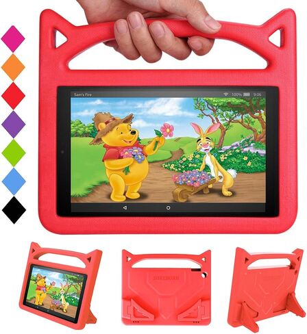 حافظة الكمبيوتر اللوحي Fire HD 10 2019 (الطراز السابق) - غطاء مقاوم للصدمات للأطفال من SHREBORN مع حامل للأطفال لجهاز Amazon Fire HD 10 Tablet (إصدار 2019/2017/2015) ليس لإصدار 2021 من الجيل الحادي عشر in Saudi Arabia